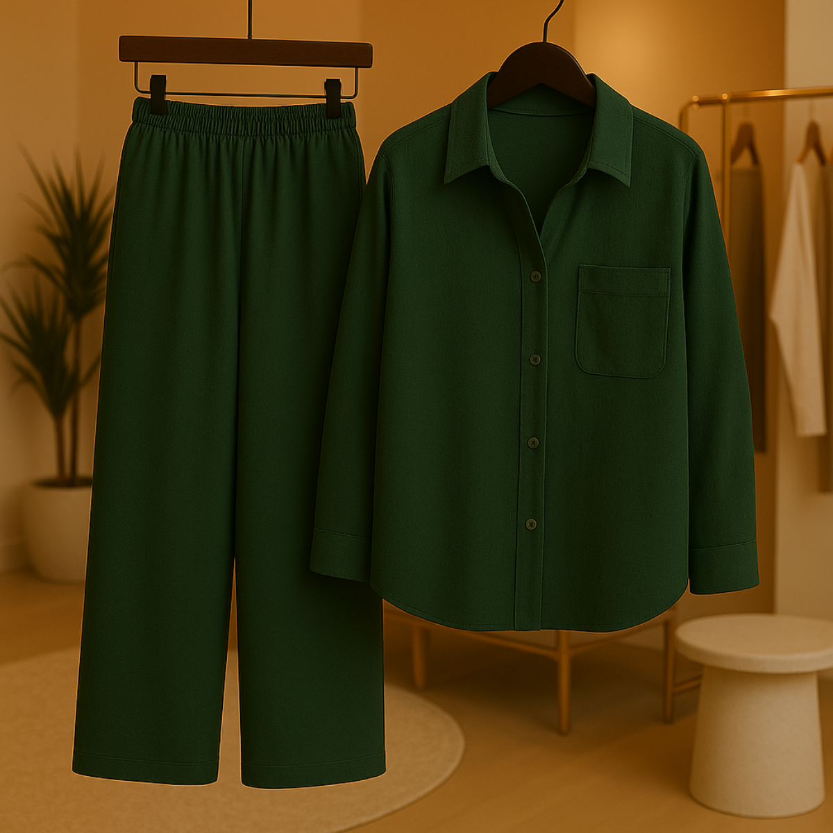 Conjunto Camisa y Pantalón Mujer Pierna Ancha – [SÓLO POR HOY] [2x1: ¡2 Piezas por el Precio de 1! Camisa + Pantalón]