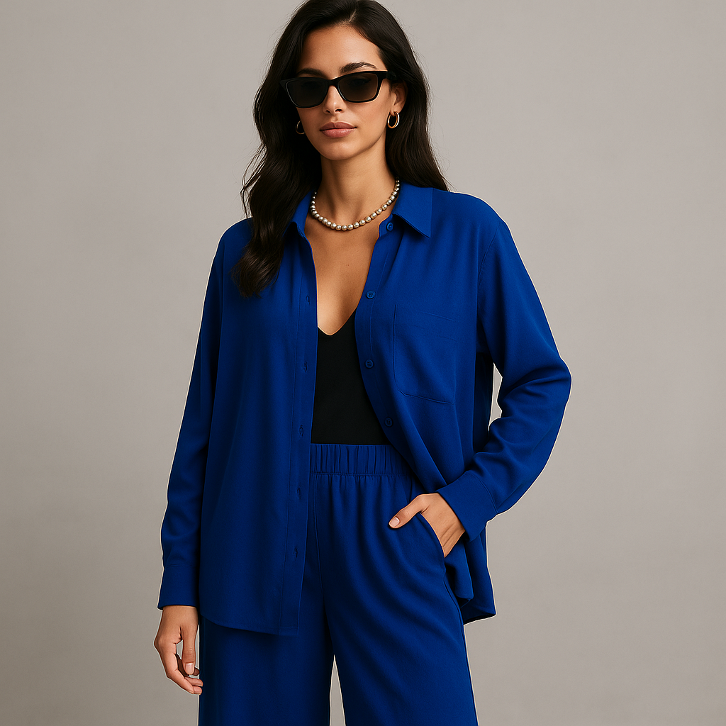 Conjunto Camisa y Pantalón Mujer Pierna Ancha – [SÓLO POR HOY] [2x1: ¡2 Piezas por el Precio de 1! Camisa + Pantalón]