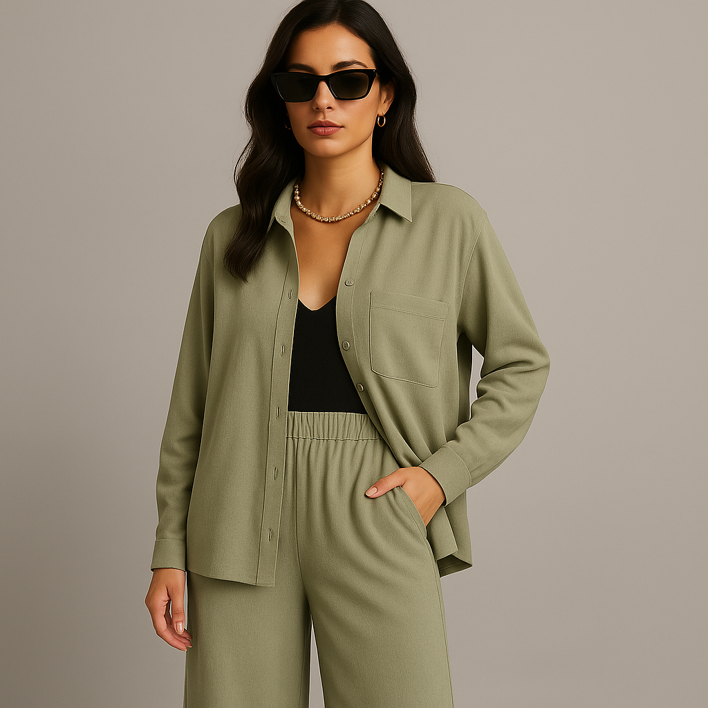 Conjunto Camisa y Pantalón Mujer Pierna Ancha – [SÓLO POR HOY] [2x1: ¡2 Piezas por el Precio de 1! Camisa + Pantalón]