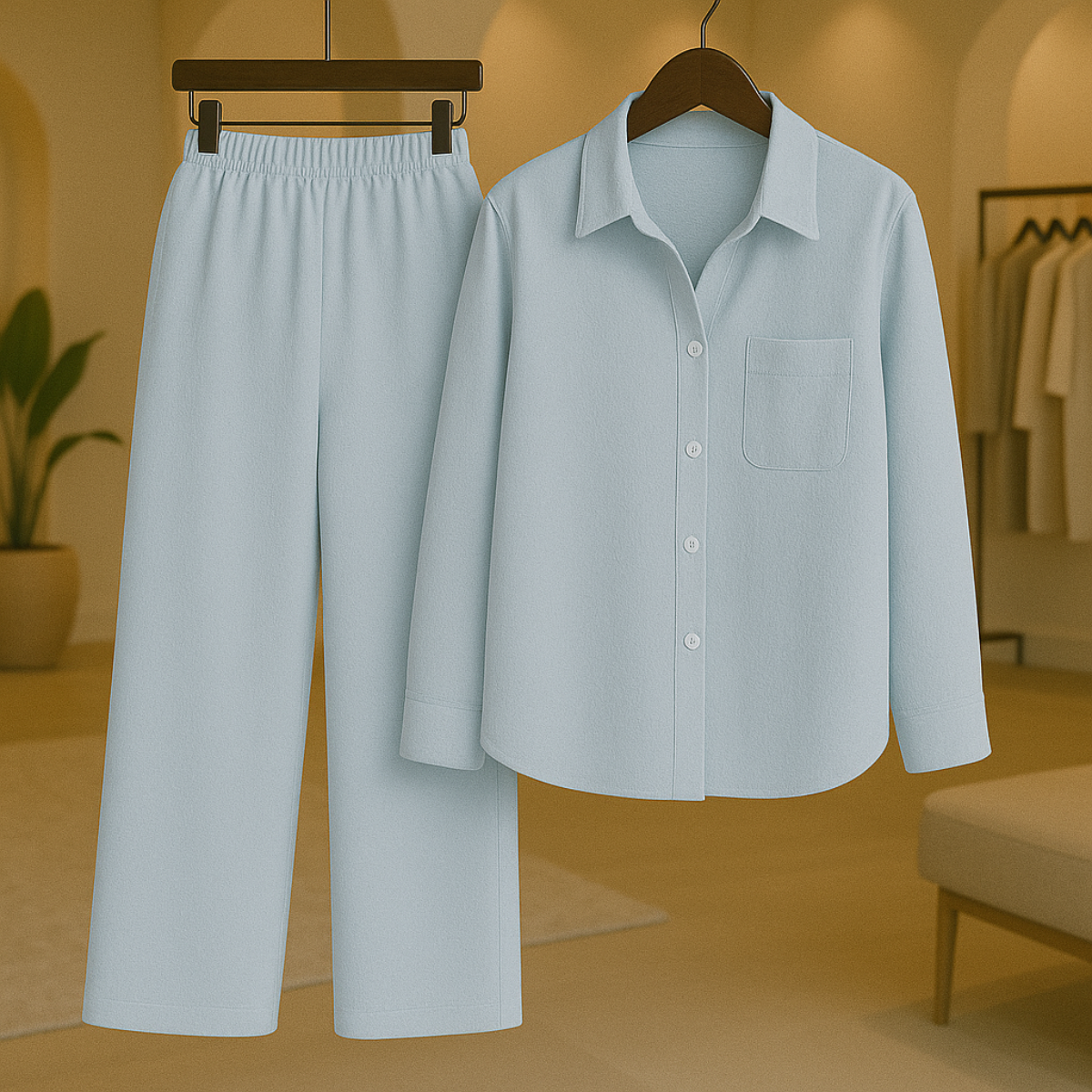 Conjunto Camisa y Pantalón Mujer Pierna Ancha – [SÓLO POR HOY] [2x1: ¡2 Piezas por el Precio de 1! Camisa + Pantalón]