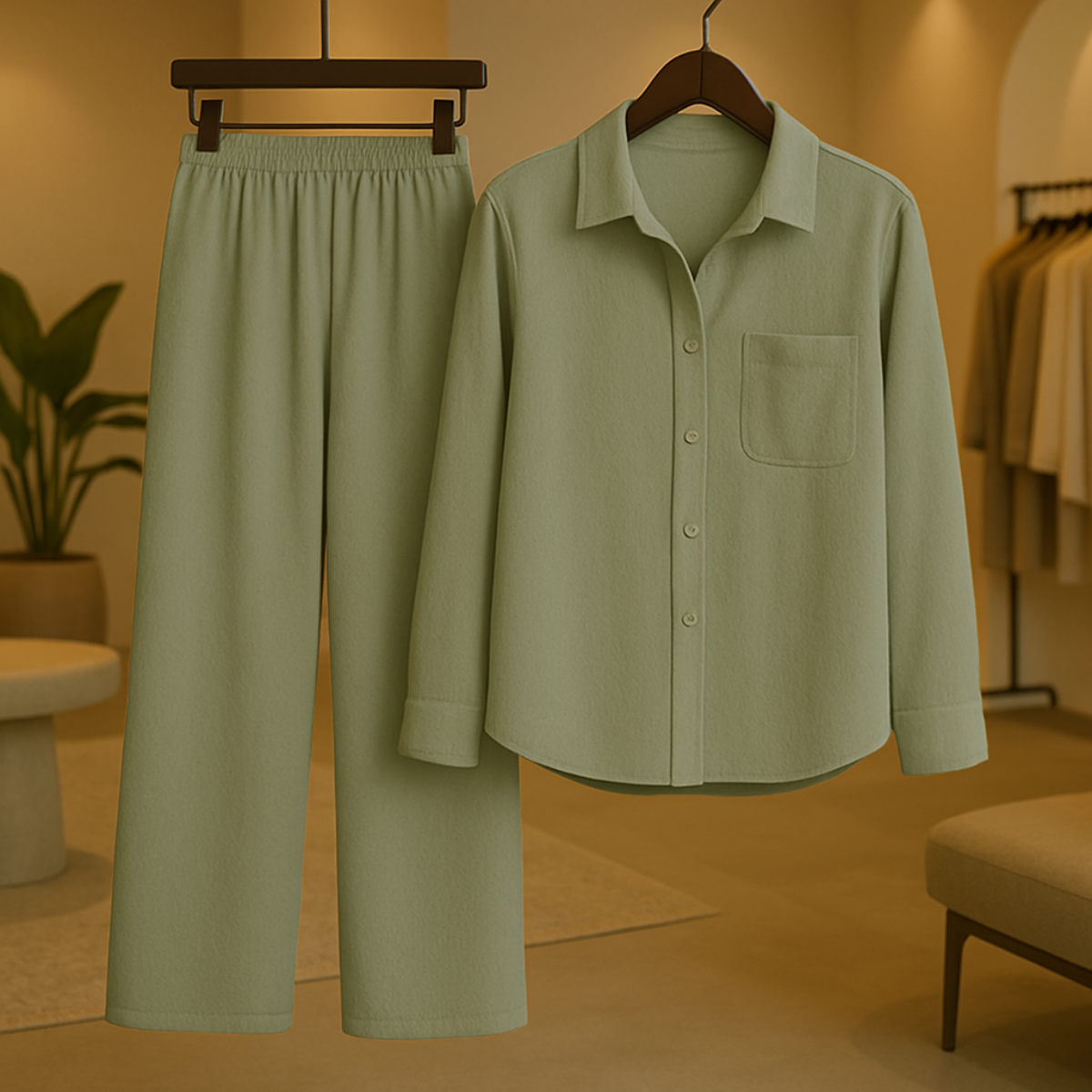 Conjunto Camisa y Pantalón Mujer Pierna Ancha – [SÓLO POR HOY] [2x1: ¡2 Piezas por el Precio de 1! Camisa + Pantalón]