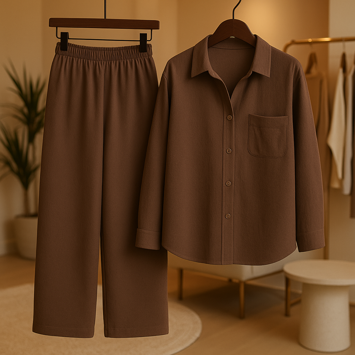 Conjunto Camisa y Pantalón Mujer Pierna Ancha – [SÓLO POR HOY] [2x1: ¡2 Piezas por el Precio de 1! Camisa + Pantalón]