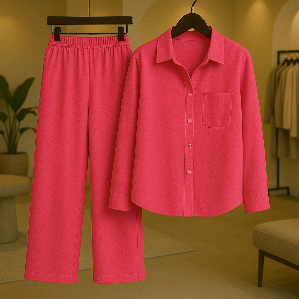 Conjunto Camisa y Pantalón Mujer Pierna Ancha – [SÓLO POR HOY] [2x1: ¡2 Piezas por el Precio de 1! Camisa + Pantalón]